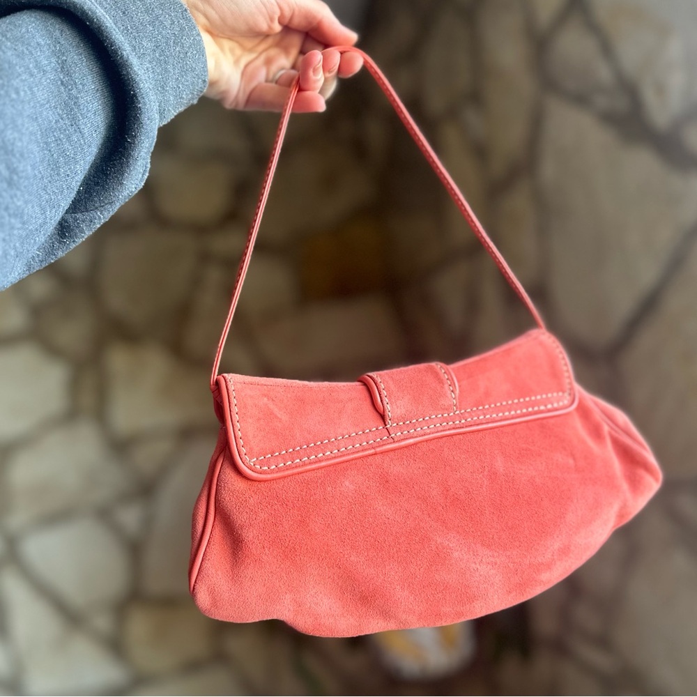 AUTHENTIC Celine Pink Y2K Suede Belt Shoulder Bag - Picture 4 of 10
